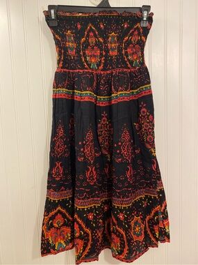 colorful paisley smock strapless dress